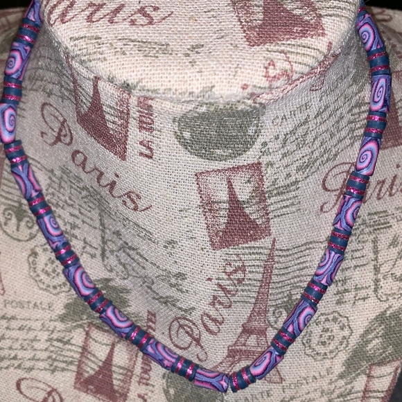 Purple Pink tie dye necklace - Picture 1 of 4